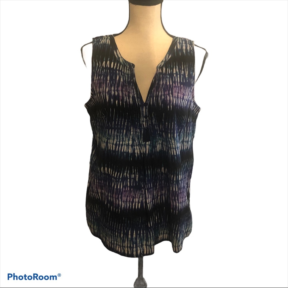 Caslon Sleeveless Top, Multicolored, V-Neck Sz Med